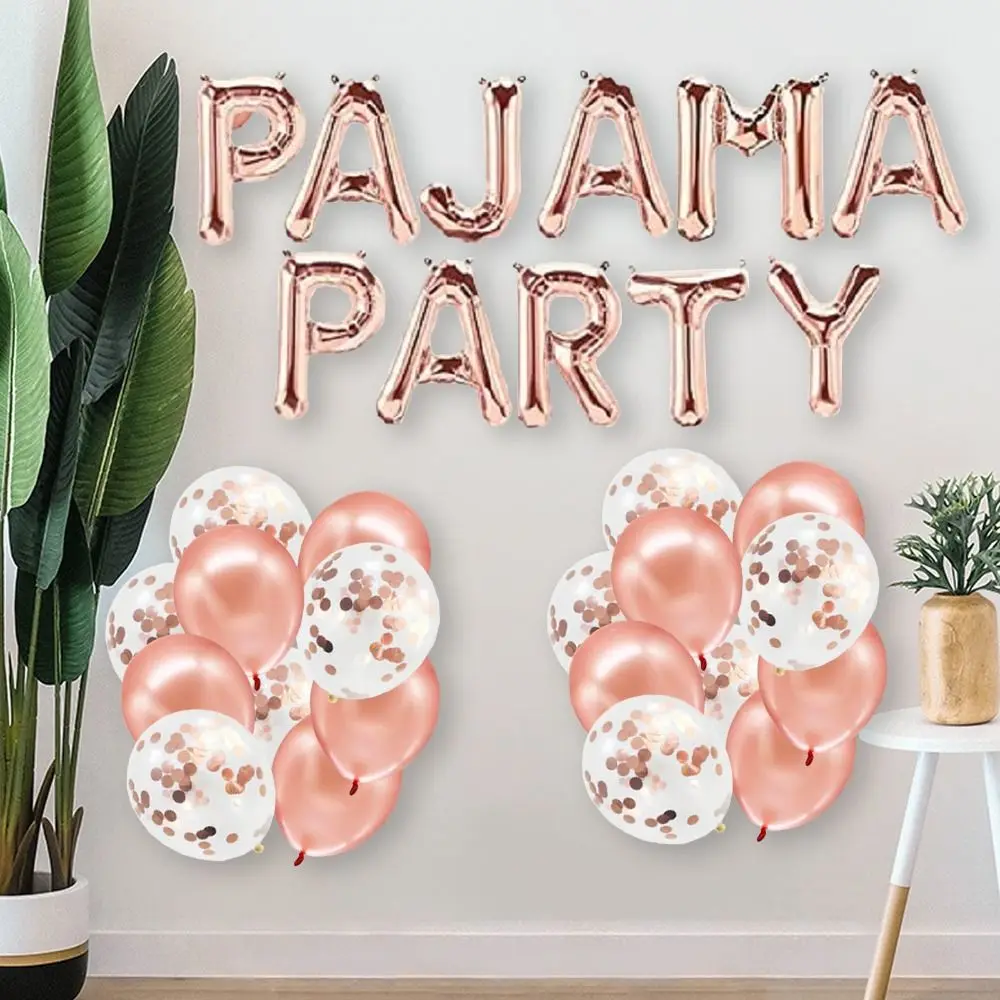 11pcs Latex PAJAMA PARTY Birthday Party Decor Rose Gold Pajama Party Decorations Spa Pajama theme Girls