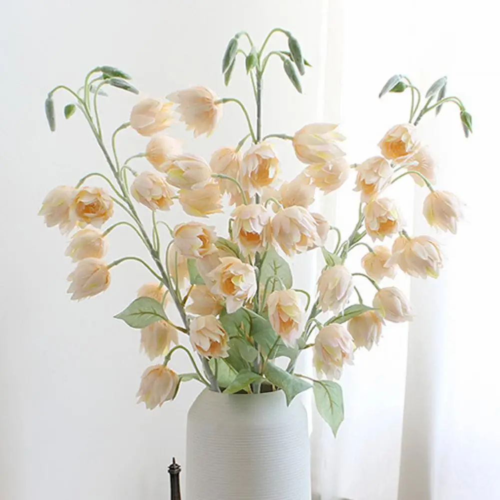 83cm 1 Branch Faux Silk Campanula Flower  Real Looking Elegant Faux Campanula Artificial Flowers Home Office Wedding Decoration