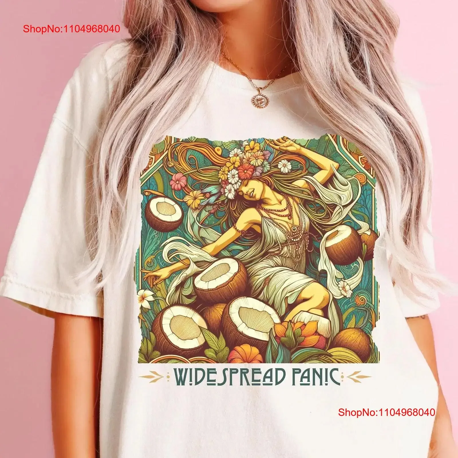 تي شيرت الذعر واسع الانتشار CoconuT WSP WSMFP للهالوين سافانا ميرش عتيق مغسول أوم قابل للتنفس جرافيك ممتد أنيق