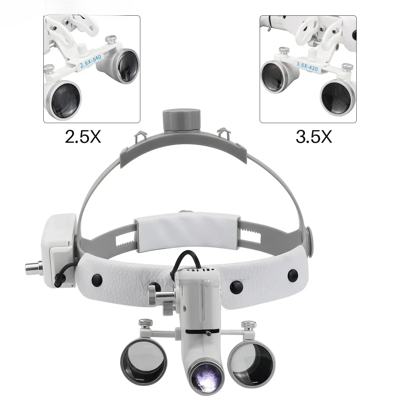 Surgical LED Headlight Headband Binocular Loupes Adjustable Brightness Spot  Lab Headlamp