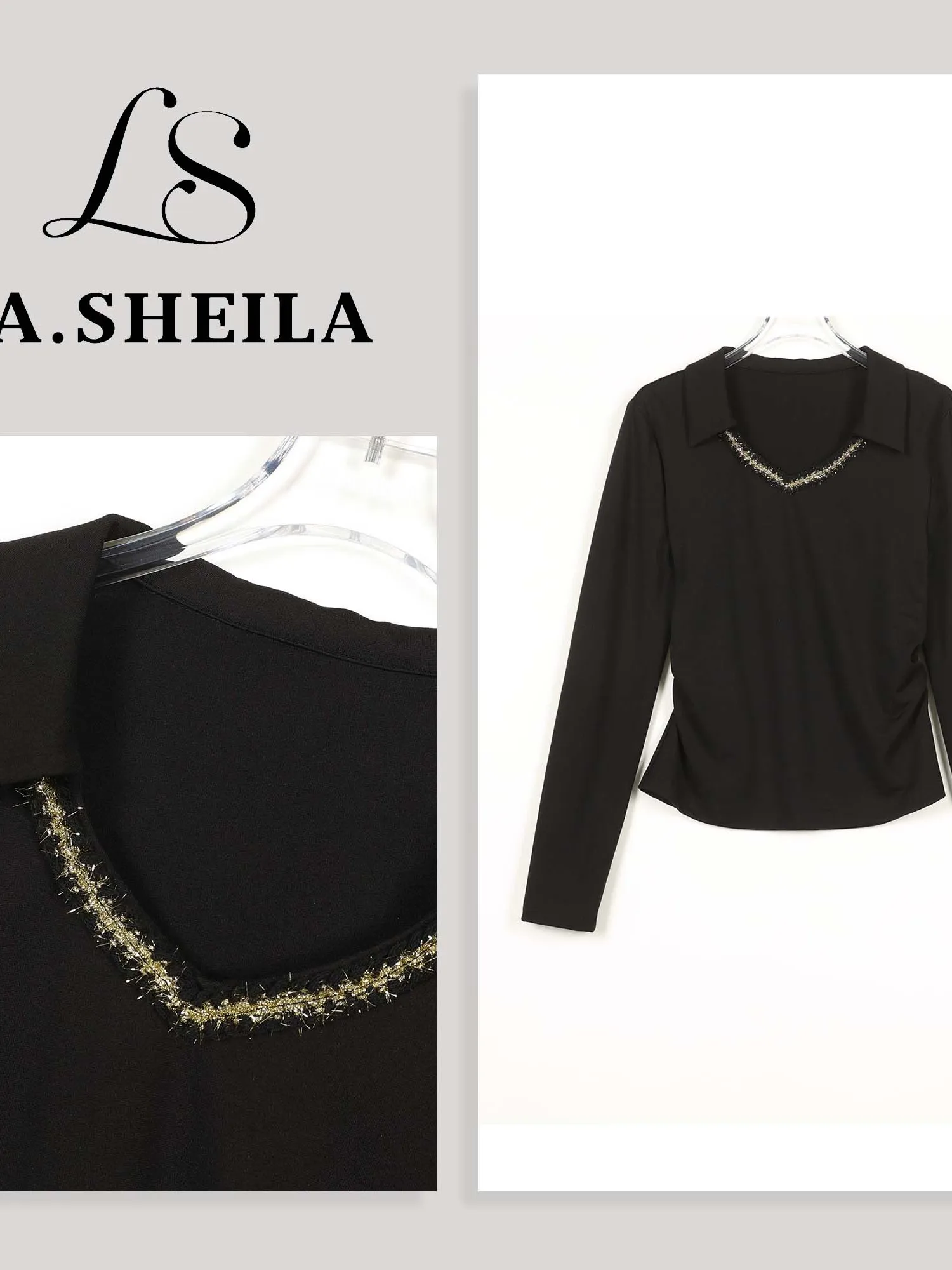 

Вязаная блузка с длинным рукавом, приталенным силуэтом, отложным воротником, изящная, женская, модная, премиум-класса