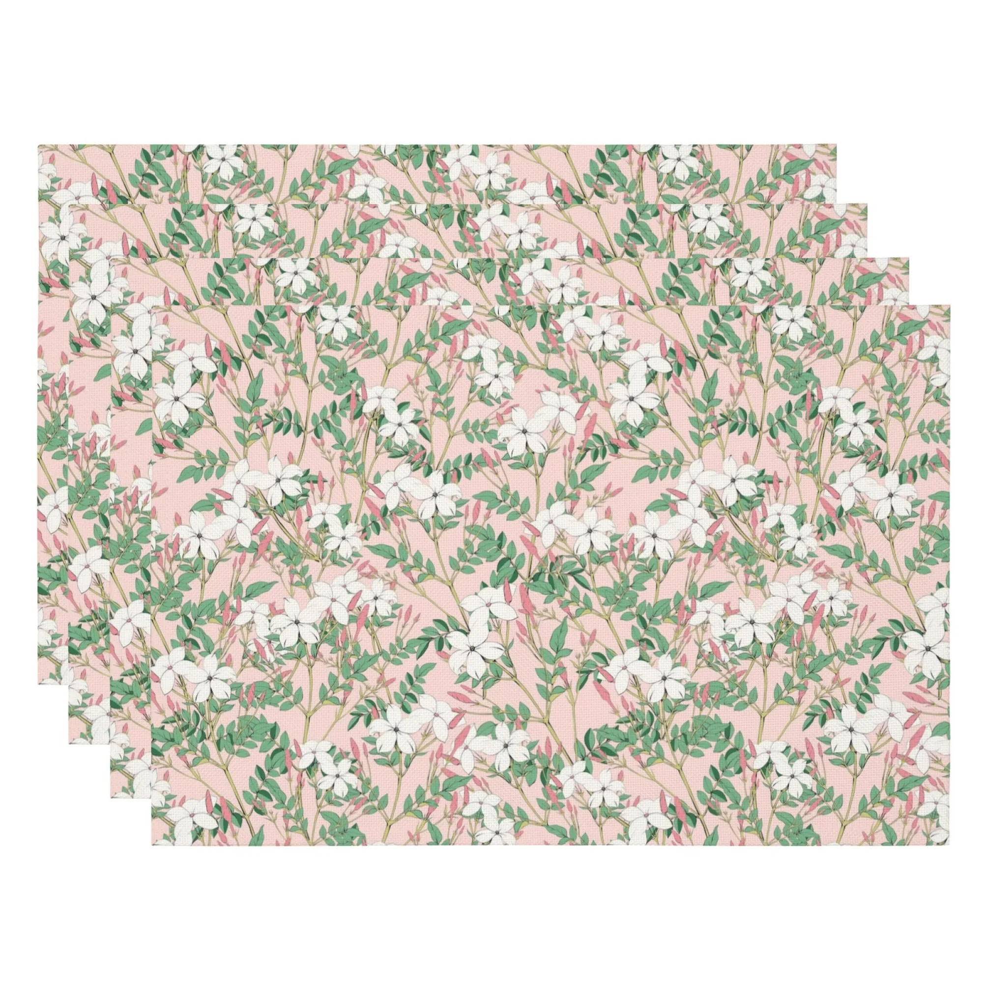 Mantel Individual floral ligero para comida y té de la tarde, a base de rosa, blanco y verde, follaje, bayas, yogur y tostada, tapete decorativo para el hogar a juego