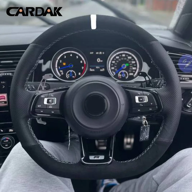 Customized Car Steering Wheel Braid Cover Anti-Slip Suede For Volkswagen VW Golf 7 GTI Golf R MK7 VW Polo GTI Scirocco 2015 2016