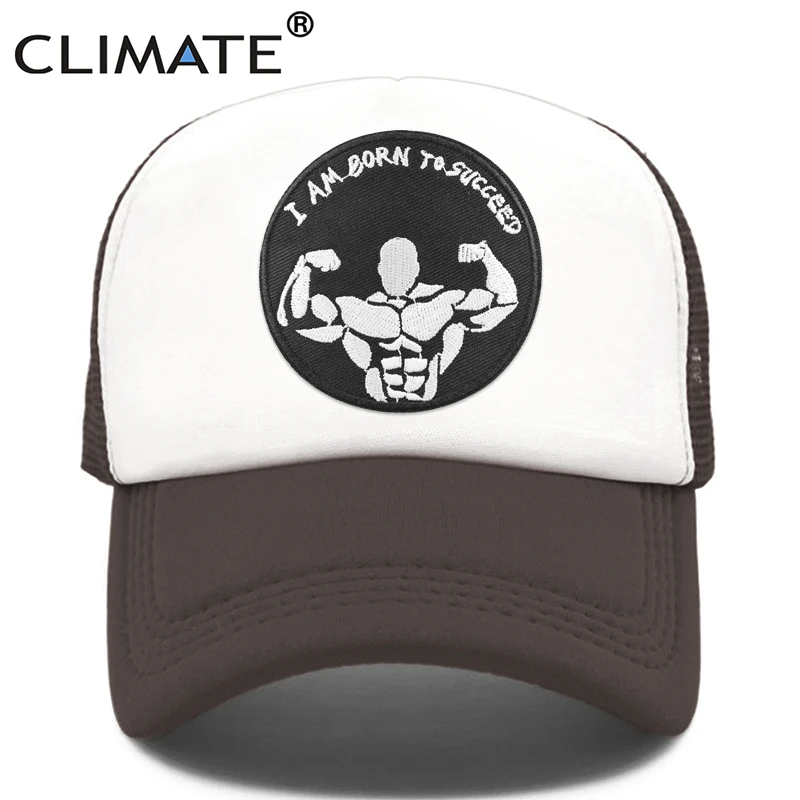 CLIMATE Fitness Gym Fit Fanatic Cap Cool I Am Born To Succeed Trucker Cap Hat Summer Men Hat Baseball Cap Cool Summer Mesh Caps