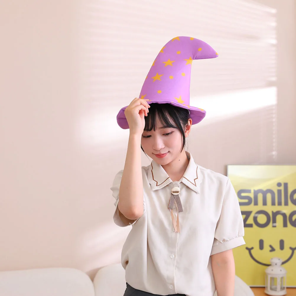 

Halloween Costume Witch Hat Felt Star Pattern Lightweight Party Cosplay Hat Photo Prop Decorative Halloween Accessory
