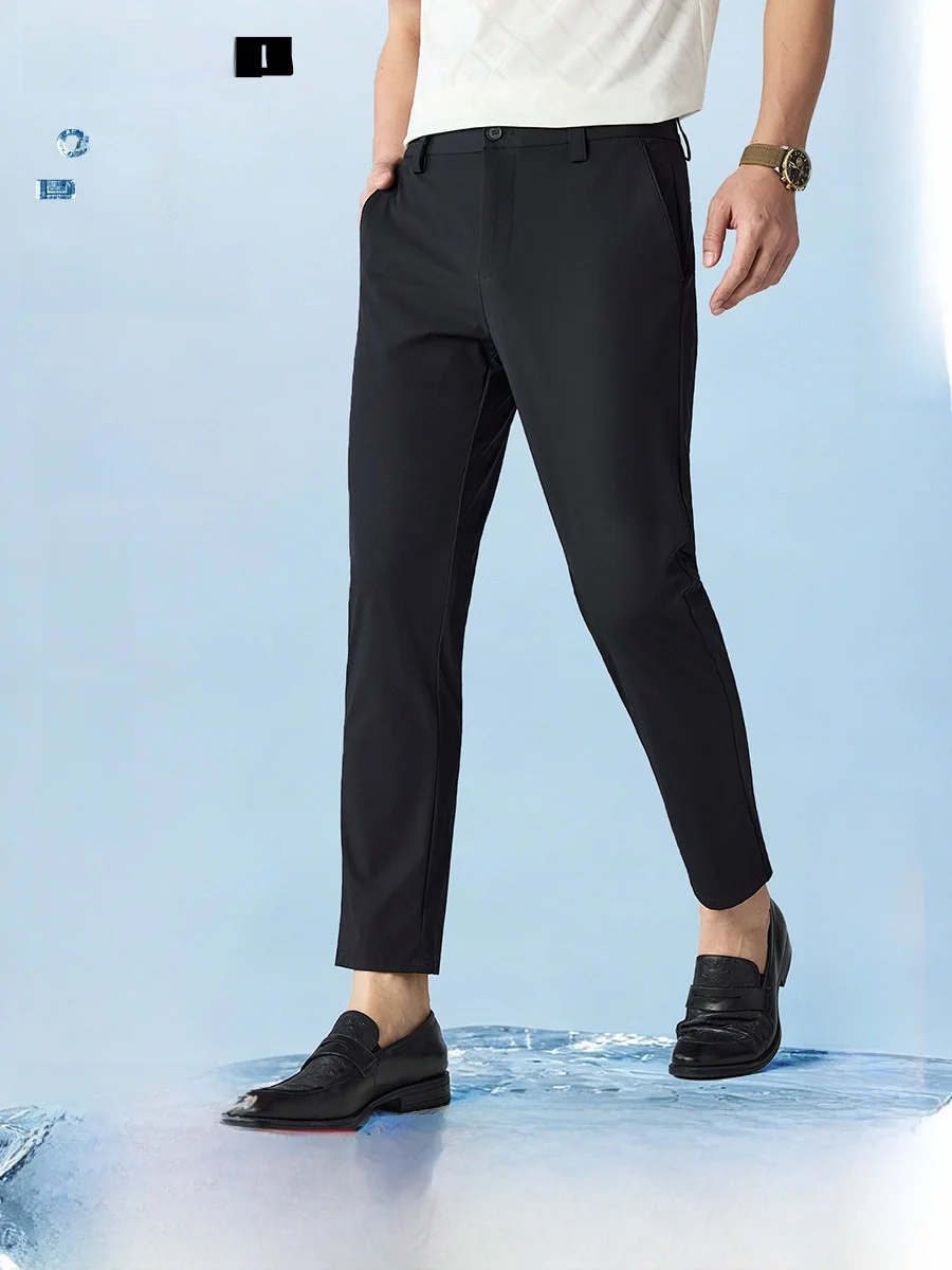 Lilanz Casual Pants Men's Lightweight Cool Feeling Nine Points Elastic Summer Fashion City Life Nylon Spandex Small Footwear