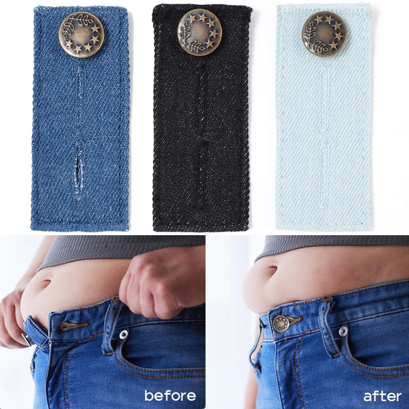 Denim Elastis Extender Elastis Tombol Diperpanjang Dapat Disesuaikan DIY Pakaian Denim Jeans Pengencang Pakaian Pinggang Ekstensi Snap