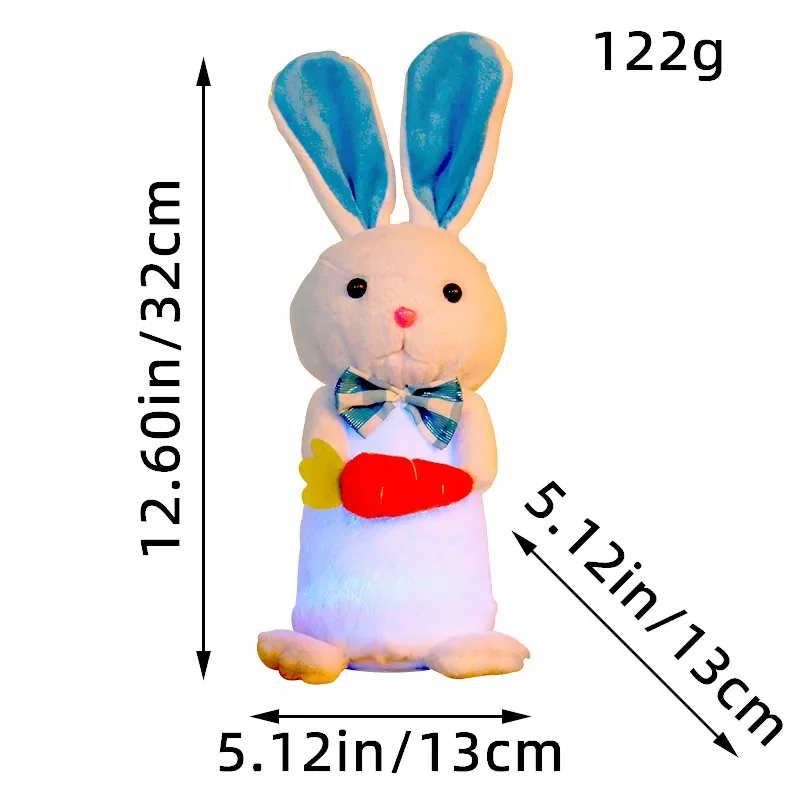 Giocattolo di peluche di coniglio illuminato Simpatico peluche colorato illuminato Coniglio di peluche Bambola Kawaii Bunny Peluche Regalo di Pasqua per i bambini