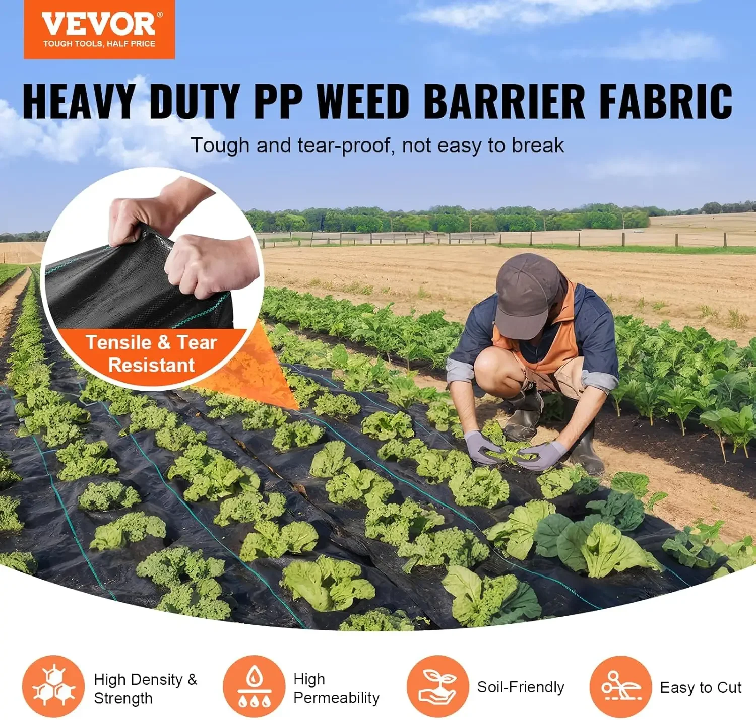 Weed Barrier Landscape Fabric, 4*100FT Heavy Duty Garden Weed Fabric, Woven PP Weed Control Fabric, Black