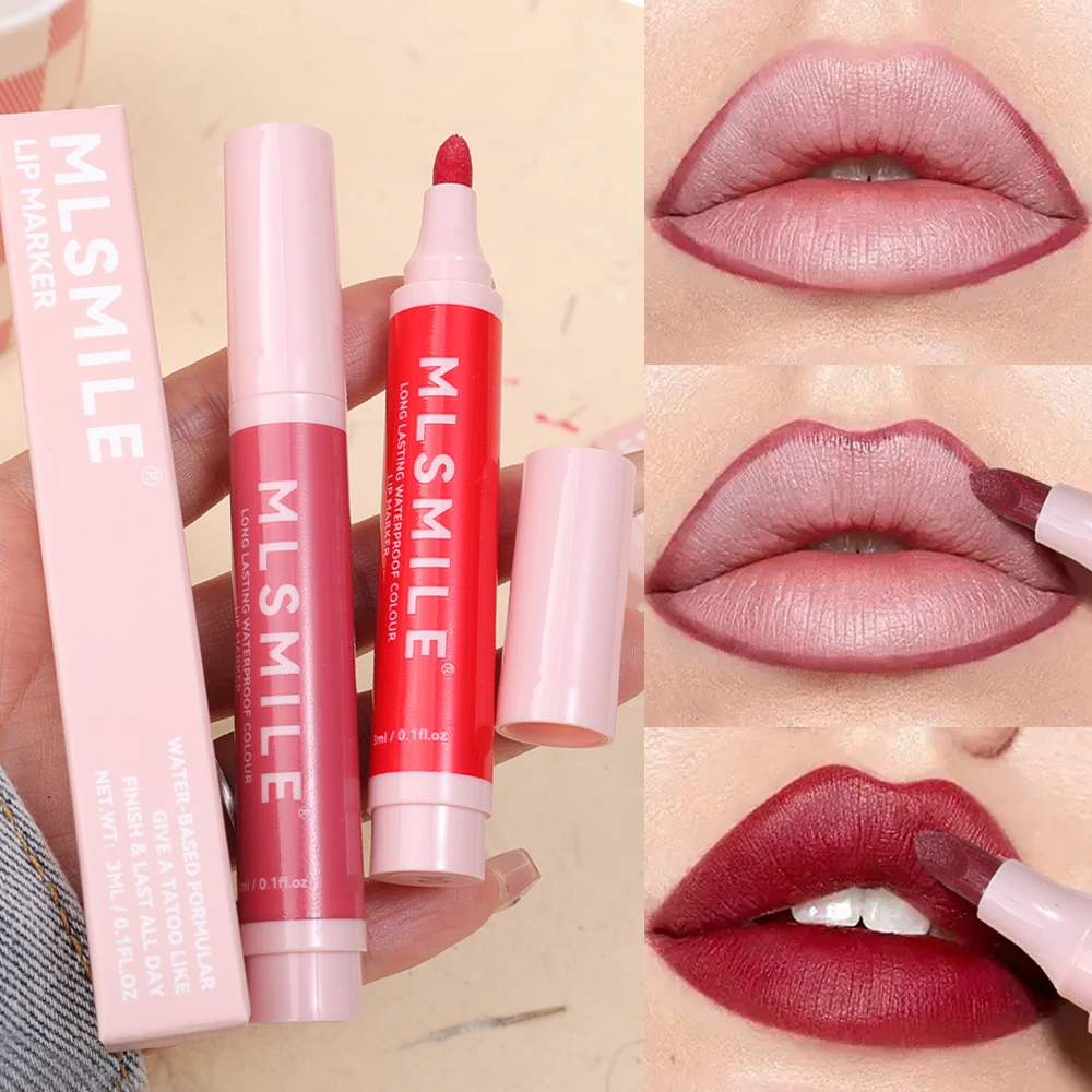 Matte Marker Lippenstift Stift Lippen Liner langlebige wasserdichte Farb wiedergabe Antihaft-Tasse nackte Samt Lippen glasur Frau Kosmetik