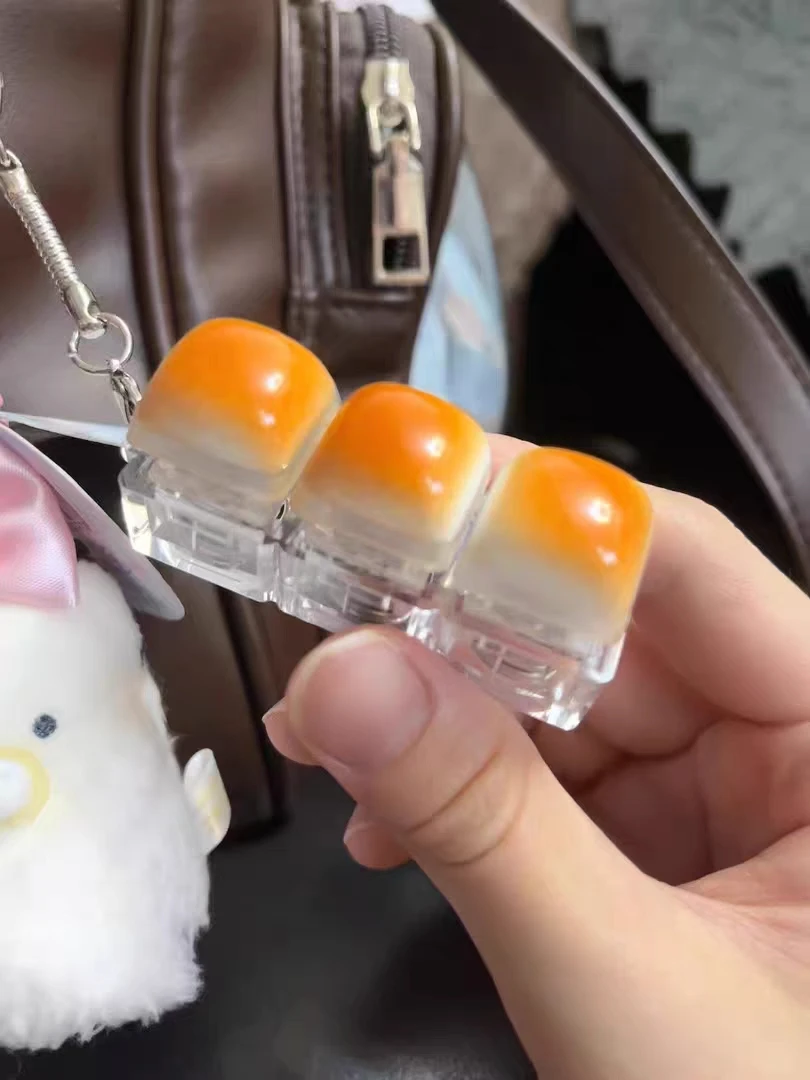 Caramel Bread  NO Light Keycap Stress Relief Toy Backpack Pendant Portable Keychain Practical Office Adult Accessory