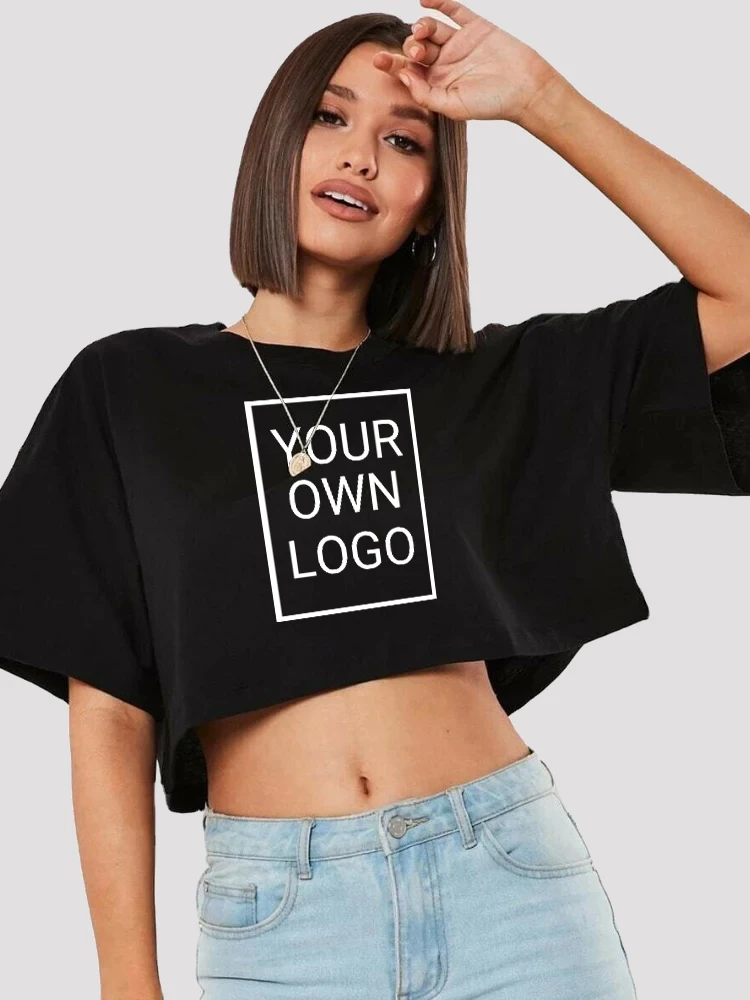 DIY Angepasst Die Logo Bild Frauen Crop T-Shirt Y2K Lose Kurzarm Komfortable Baumwolle DIY T Shirt Frau Sommer Streetwear