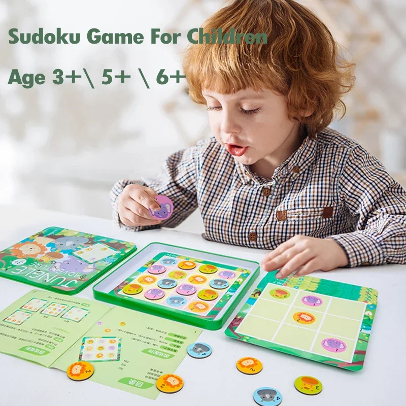 Crianças montessori pensando sudoku brinquedos quebra-cabeça magnético caixa de lata viagem educação precoce número jogos de tabuleiro sensorial