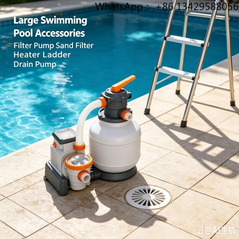 Pool Sand Filter Pump Large Swimming Pool Accessory Heater Drain Pump Ladder For Outdoor Backyard Family Water Pool Care Tools