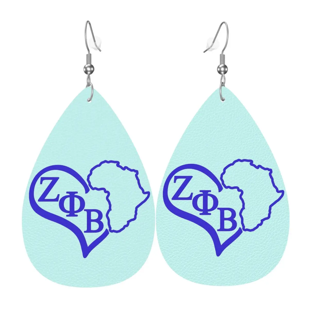 

Custom Zeta Phi Beta ZOB Leather Teardrop Earrings for Women Leather Earrings Fashion Lightweight for Parties Holidays