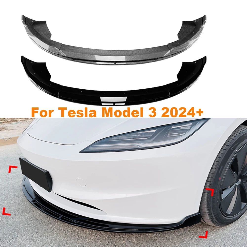 

For Model 3 Updated Version 2024+ Front Bumper Lip Body Kit Spoiler Splitter Bumper Canard Lip Splitter Accessories