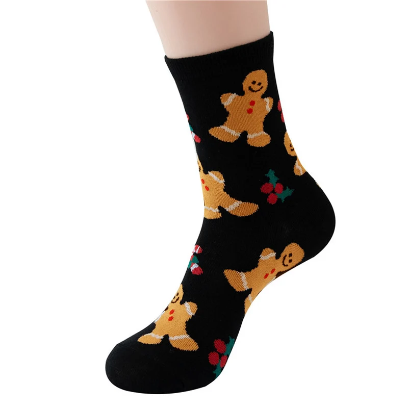 4 pairs of Christmas socks for men and women, cute cartoon ins trendy long socks