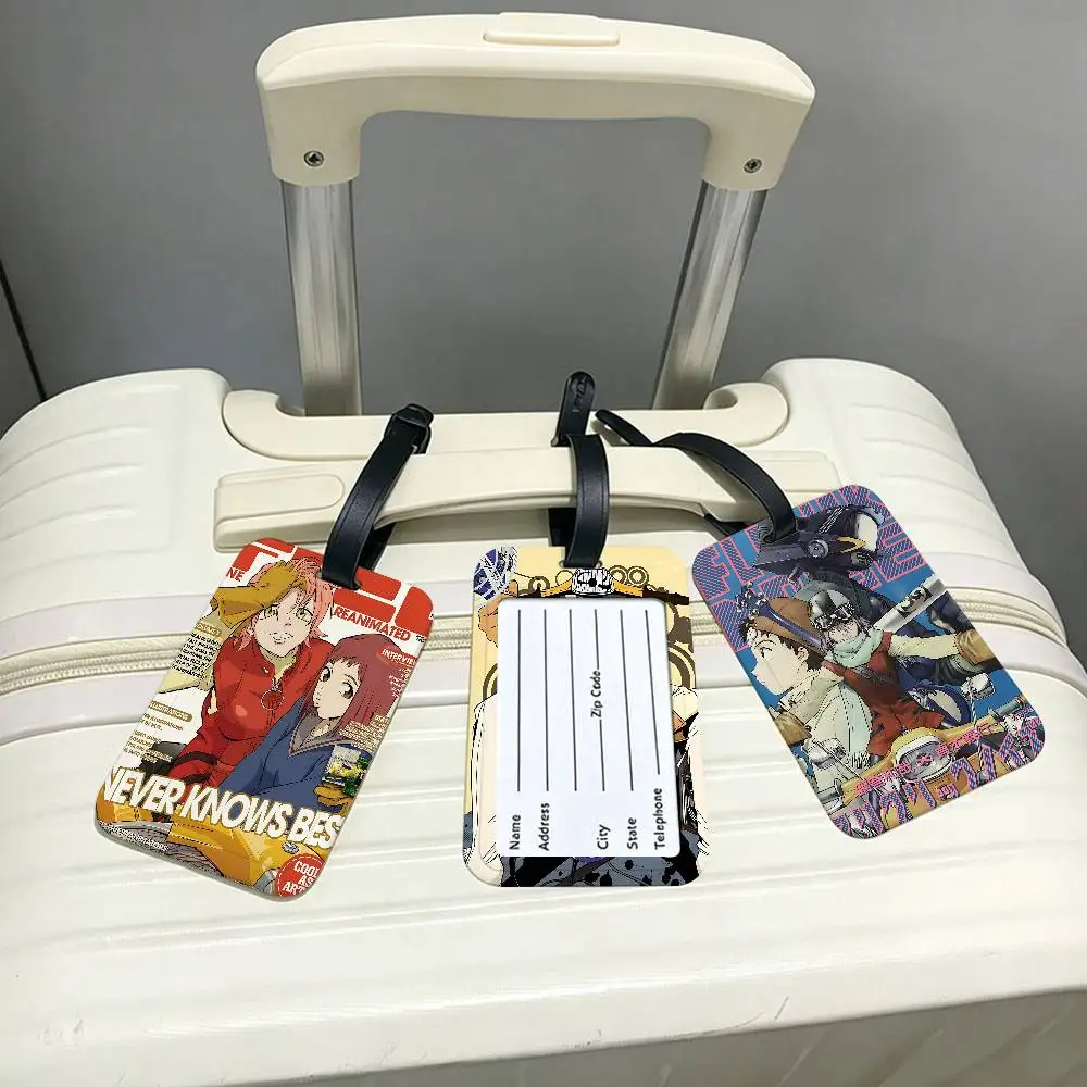Anime F-Flcl Durable PVC Anti lost Baggage Tag With Info Card Lightweight Luggage Identification Label