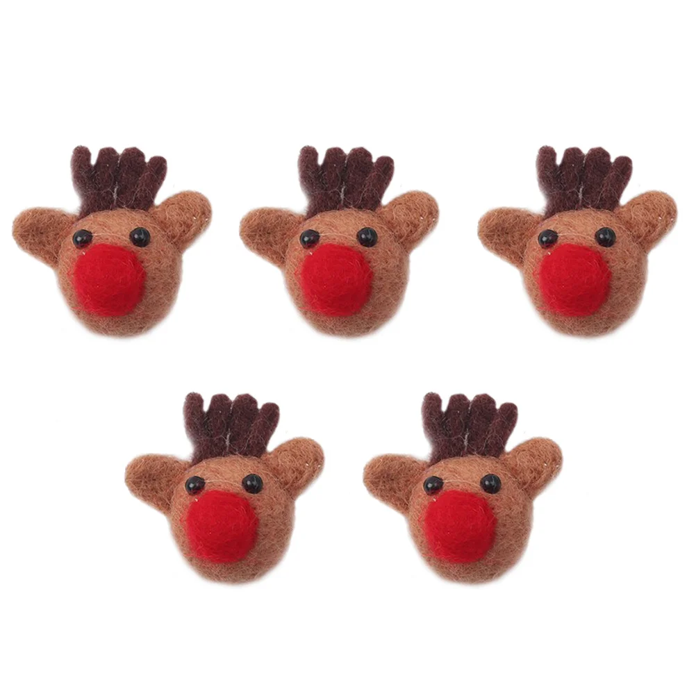 

5Pcs Christmas Felt Cartoon Antler Brooches Party Costume Accessories Hat Decorations Creative Clothing Pins Xmas Supplies