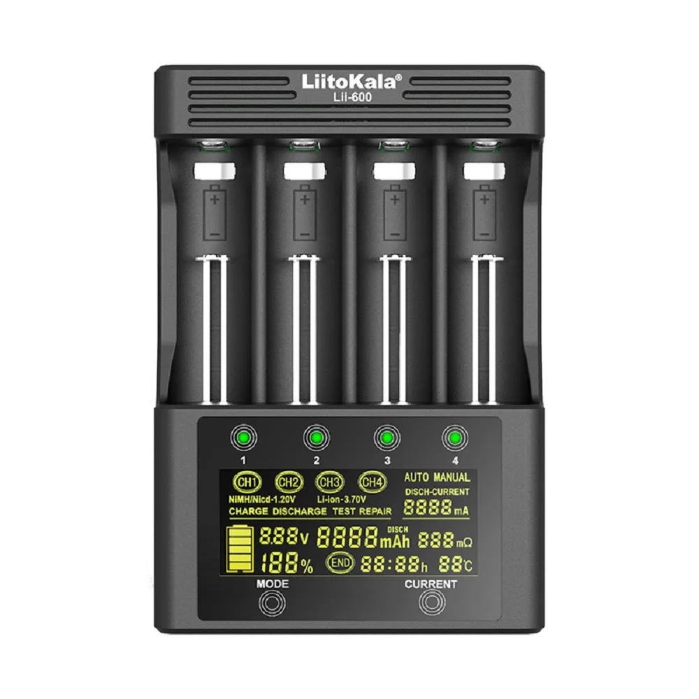 LiitoKala Lii-600 Lii-S12 18650 Battery Charger for 1.2V 3.7V 14500 18350 18500 21700 25500 26650 AA AAA NiMH Lithium Battery