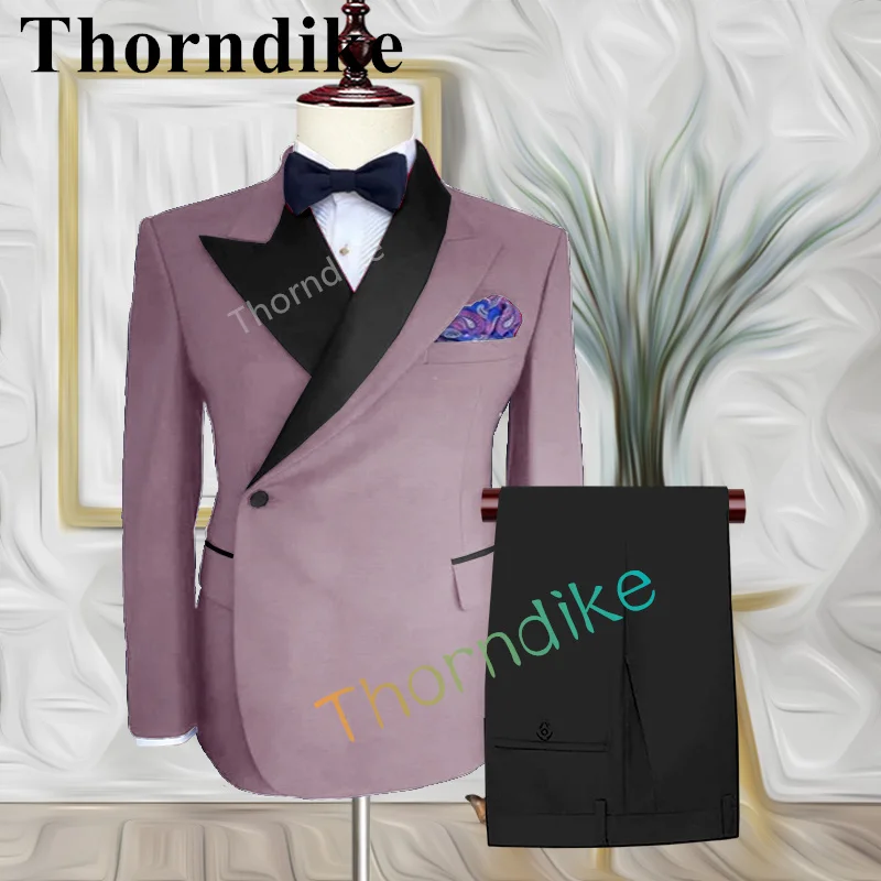 

Thorndike 2022 Trendy Design Casual Men's Formal Dress Lotus color Handsome Groom Groomsmen Wedding Dress Tuxedo 2 Piece Set