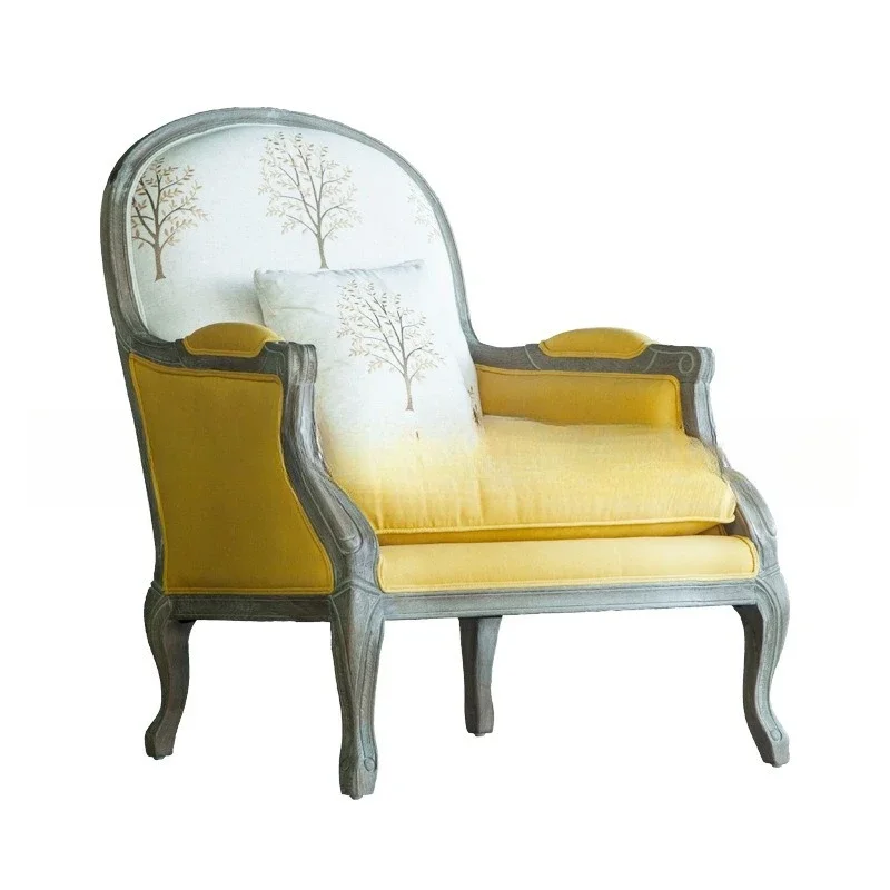 

American country solid wood sofa chair furniture simple living room retro old log cafe casual sofa