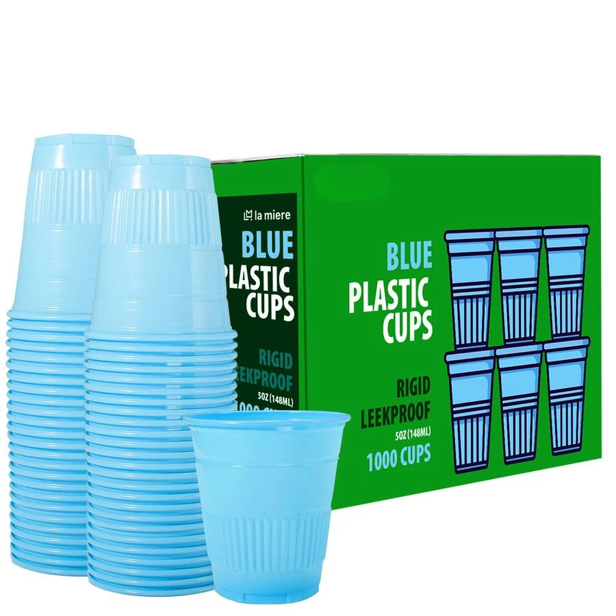 

1000 Pack 5 oz Plastic Disposable Recyclable Dental Cups Party Tumblers, Mouth Rinse amp Bathroom Cups Blue