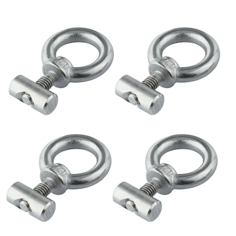 4Pcs M4 Lifting Eye Nut Fastener Front Tent Stopper Track Mount Tie Down Eyelet Rail Kayak Track Screws Silver Marine Hardware