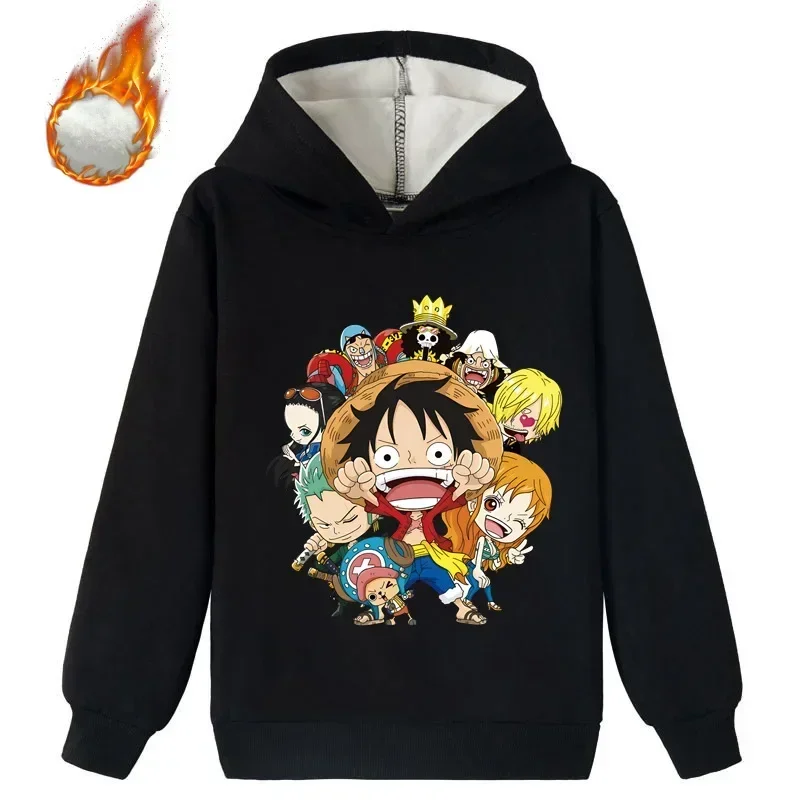 

One Piece New Children's Fashion Print Children's Boys and Girls Autumn Fashion Loose Velvet Hoodie Sweatshirt