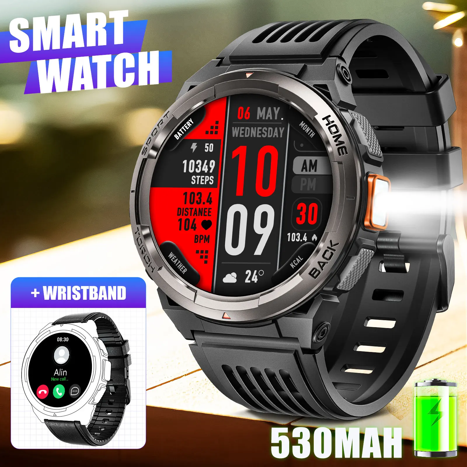 LaNikar 2024 Smart Watch KE5 3ATM Waterproof Original Design Sports Watch With CompassAnd Altitude Barometer LED Flashlight Call