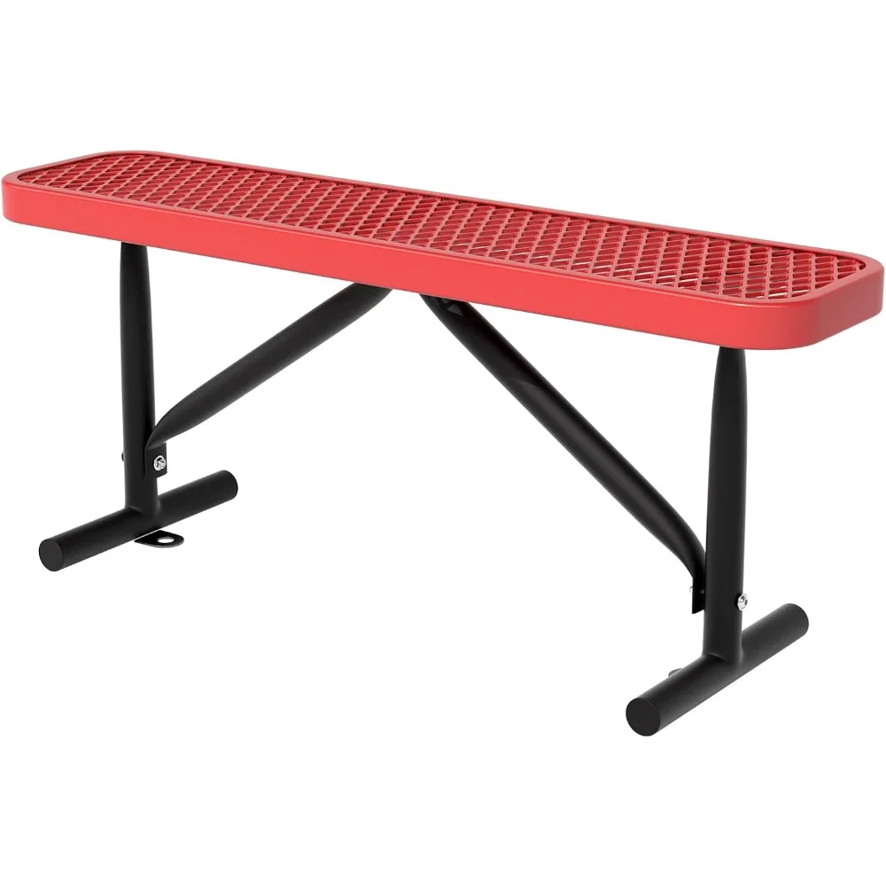 

4 Feet Heavy Duty Metal Park Bench for Outside, Outdoor Bench with Portable Frame, Commercial Benches for Shopping Mall, Store,