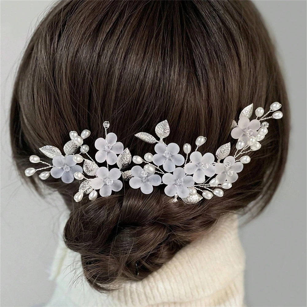 5 قطعة/1 مجموعة مادة شفافة كريستال زهرة U على شكل دبوس الشعر دبوس خوذة الزفاف خوذة الزفاف