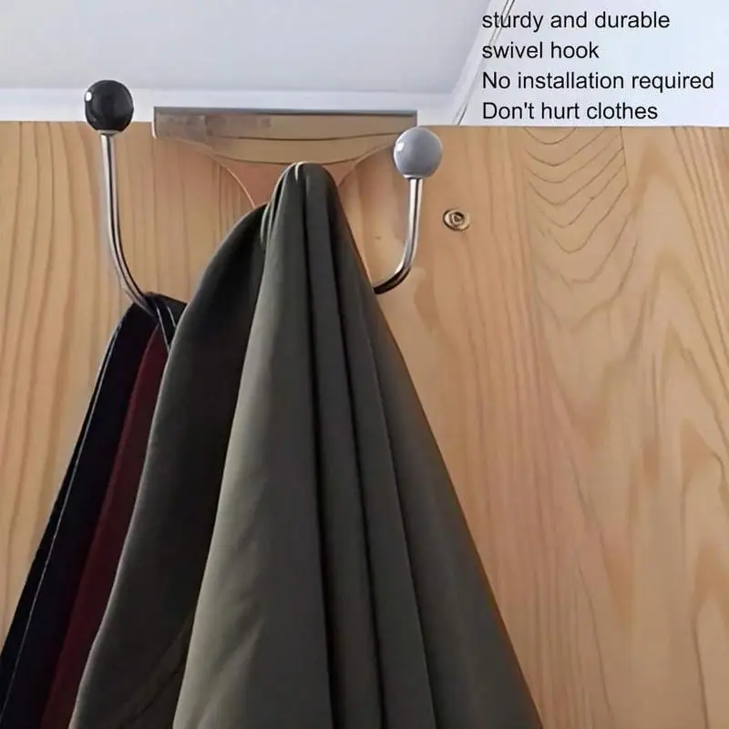1 Set Over The Door Hooks Swivel Hat Towel Rack for Bathroom Living Room Bedroom Kitchen Hooks for Hanging - view 5