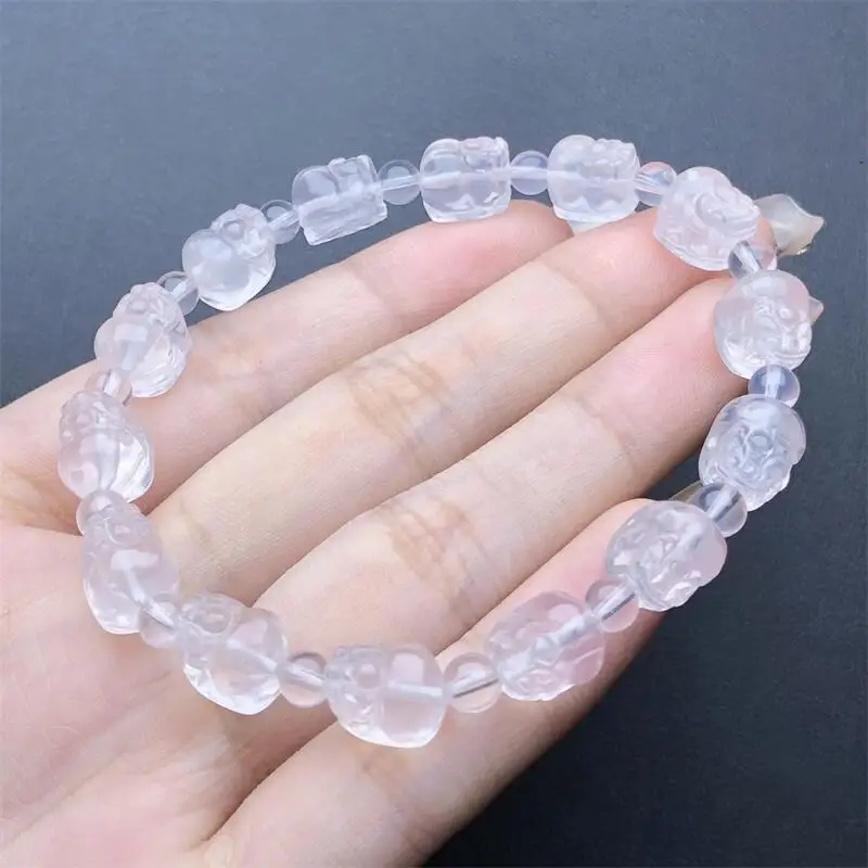 Natural Quartzo Rosa Pixiu Pulseira para Mulheres, Moda Cristal Pedras Preciosas Jóias, Reiki Presente de Cura, 8mm, 1PC