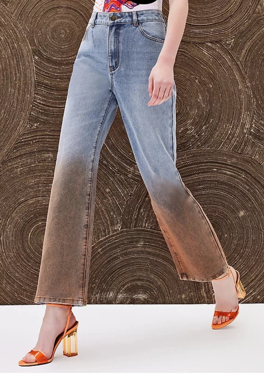 Foreign trade original single Spanish spring and autumn new straight wash gradually changing color women's jeans