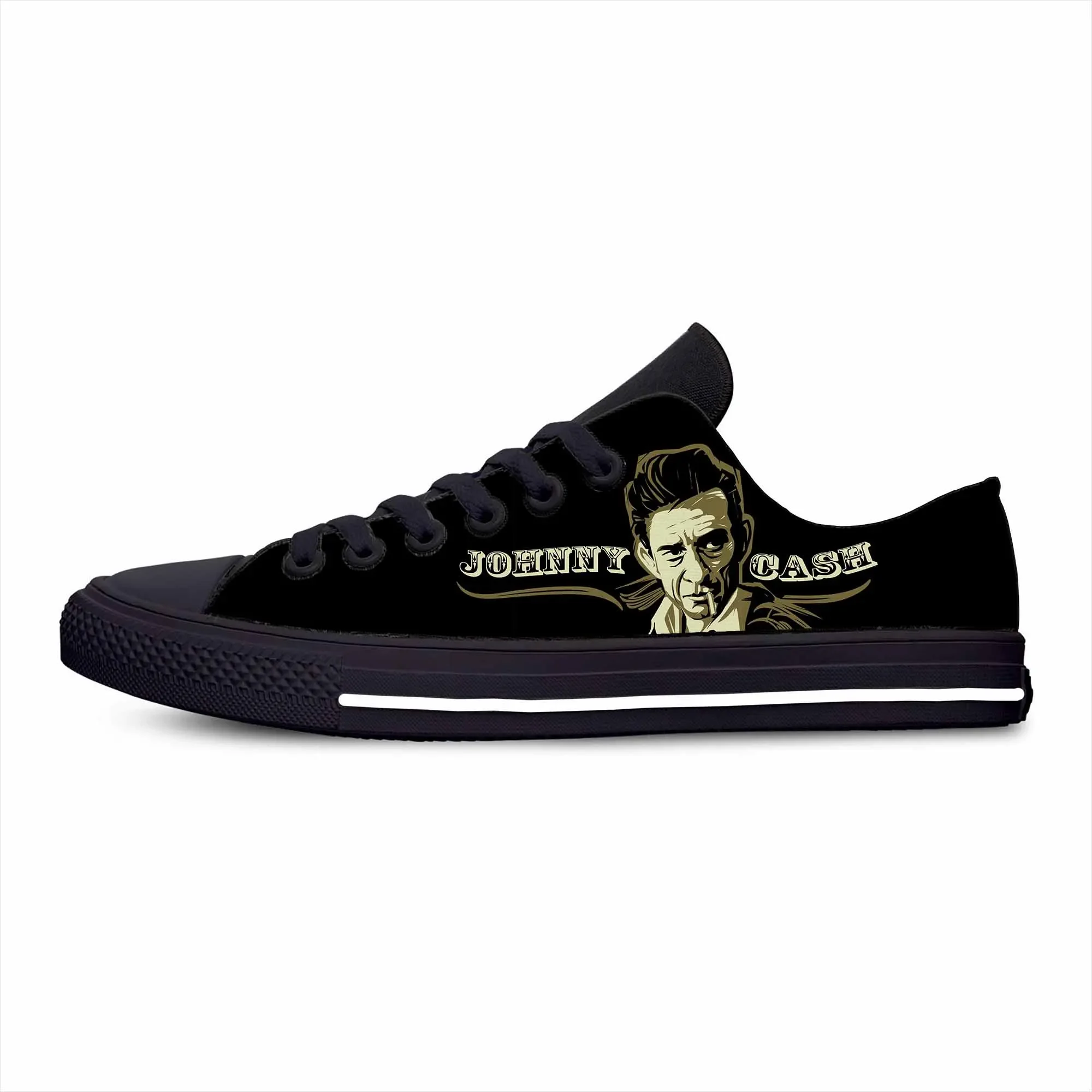 

Hot Johnny Cash Music Singer Fashion Funny Popular Casual Cloth Shoes Low Top Lightweight Breathable 3D Print Men Women Sneakers