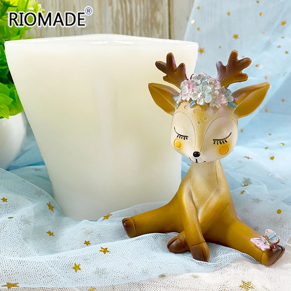 NEW 3D Sika Deer Silicone Mold Chocolate Mousse Fondant Cake Decorating Tools DIY Making Candle Aromatherapy Gypsum Resin Mould