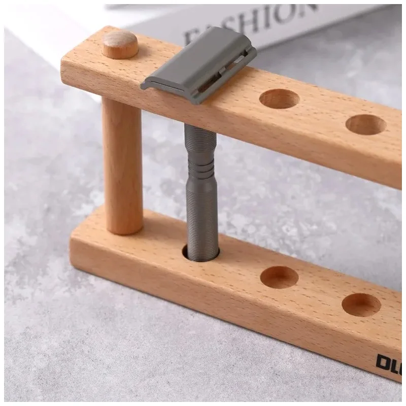 YAQI Toshevet Beech Wood Razor Stand for Safety Razors Men Shaving Products Mens Grooming Tools Best Gift