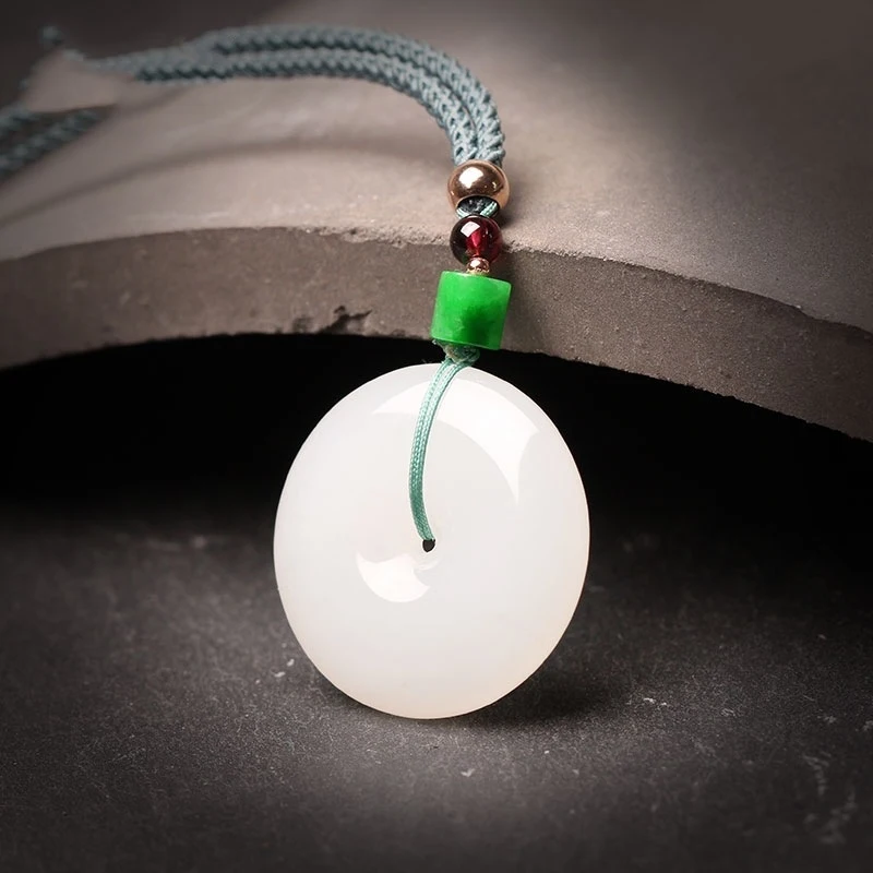 Natural Hetian , sheep fat peace , white pendant, jewelry men and women, jade necklace