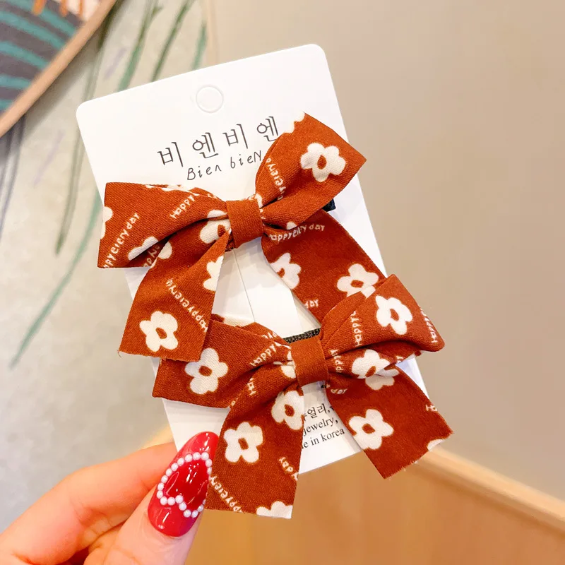 Bebê meninas grampos de cabelo impressão floral arcos pino de cabelo para crianças liberdade algodão barrette crianças verão acessórios para o cabelo 2 pçs/set