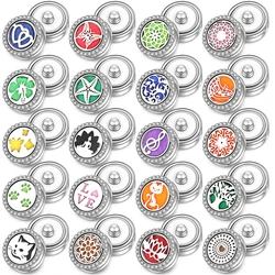 Trendy 40 Types Aromatherapy Diffuser Pattern Snap Buttons Stainless Steel Essential Oil Perfume Lockets For Jewelry Accessories