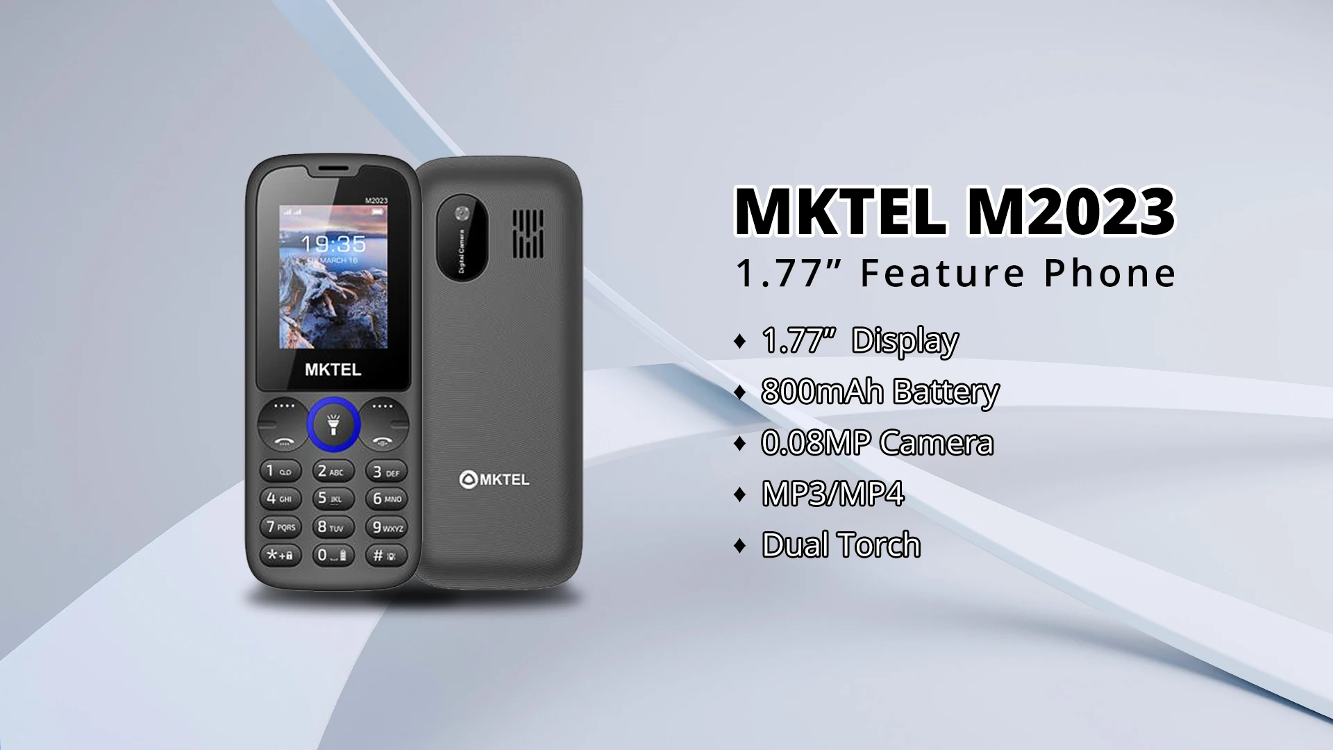 MKTEL M2023 2G Feature Phone 1.77Screen Dual card dual standby 800mAh Battery MP3/MP4/FM/Radio/Bluetooth/GPRS/  3.5mm Jack