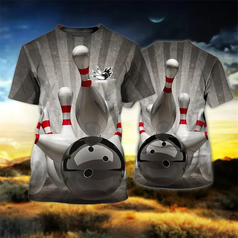 Fashion Bowling 3D Printed T Shirt For Men Harajuku Loose Tees Tops Round Neck Short Sleeves Summer Sports Oversized T-shirt