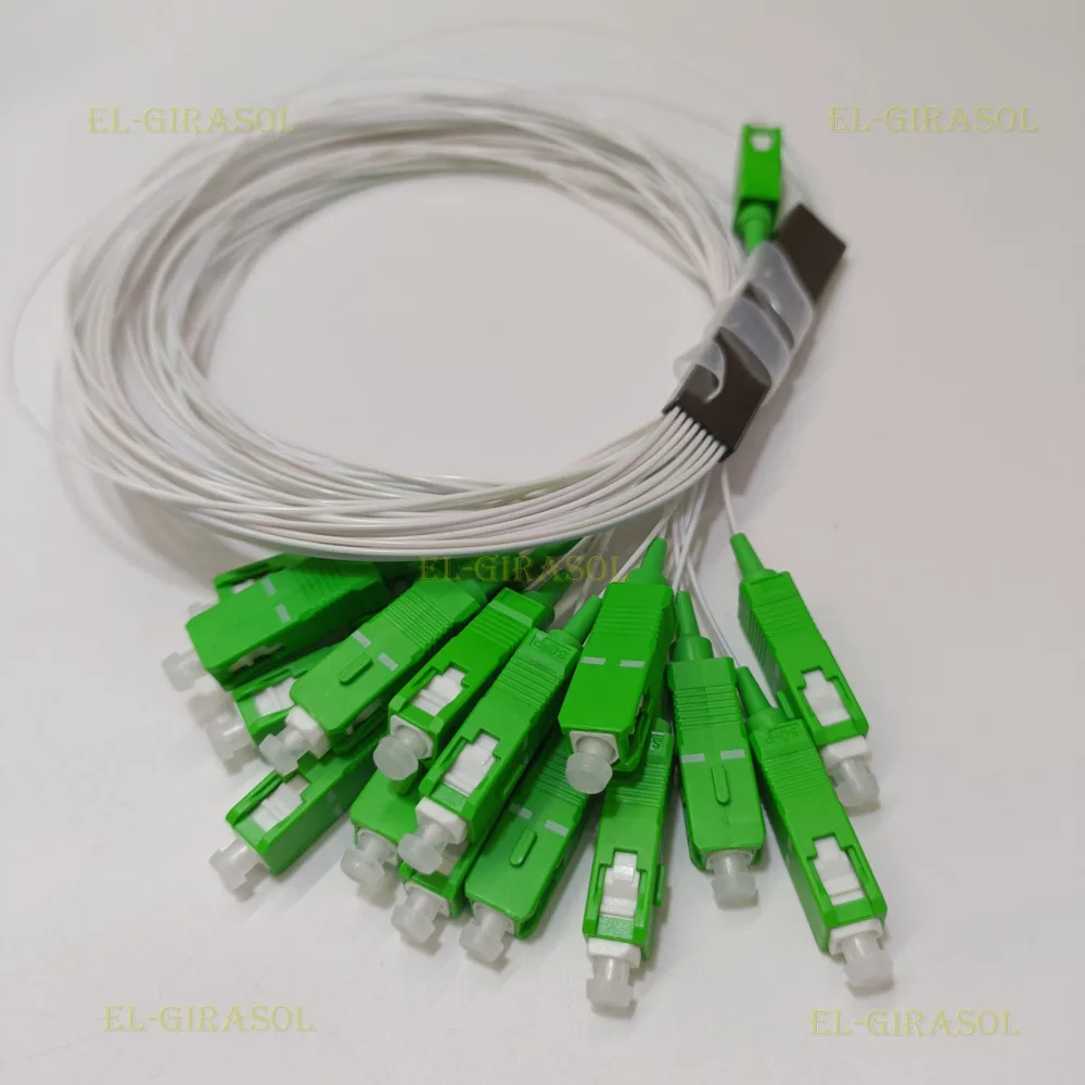 High Quality 10 PCS/Lot 1X2 1X4 1X8 1X16 PLC SC/APC SM Single Mode 0.9mm G657A1 1m FTTH Fiber Optic Splitter