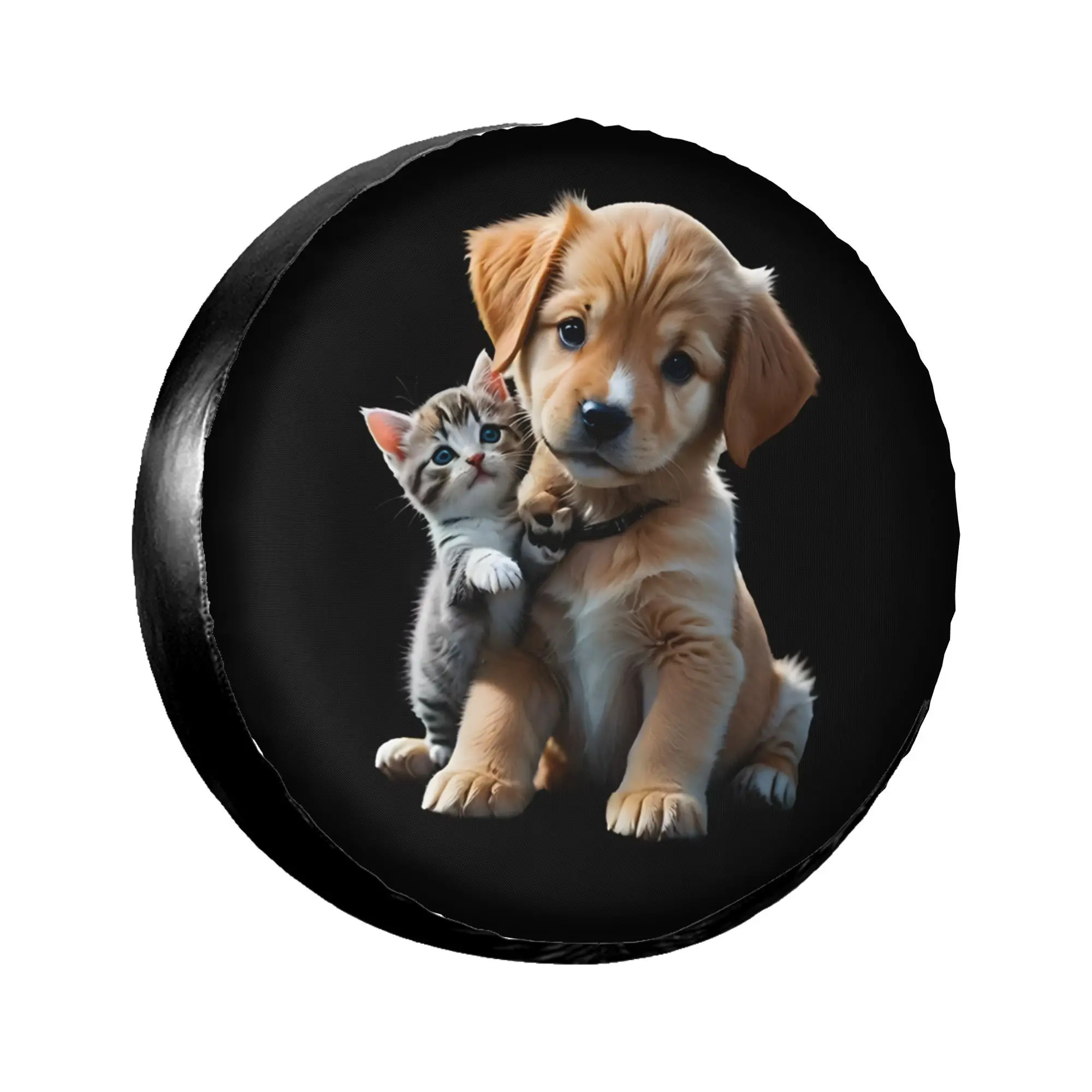 Puppy Kitten Friends Tire Cover Durable Polyester Spare Wheel Protector for SUV