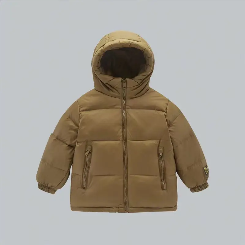 Black gold children's down jacket, autumn and winter trend, thick winter white duck down, medium and large children's warm and f