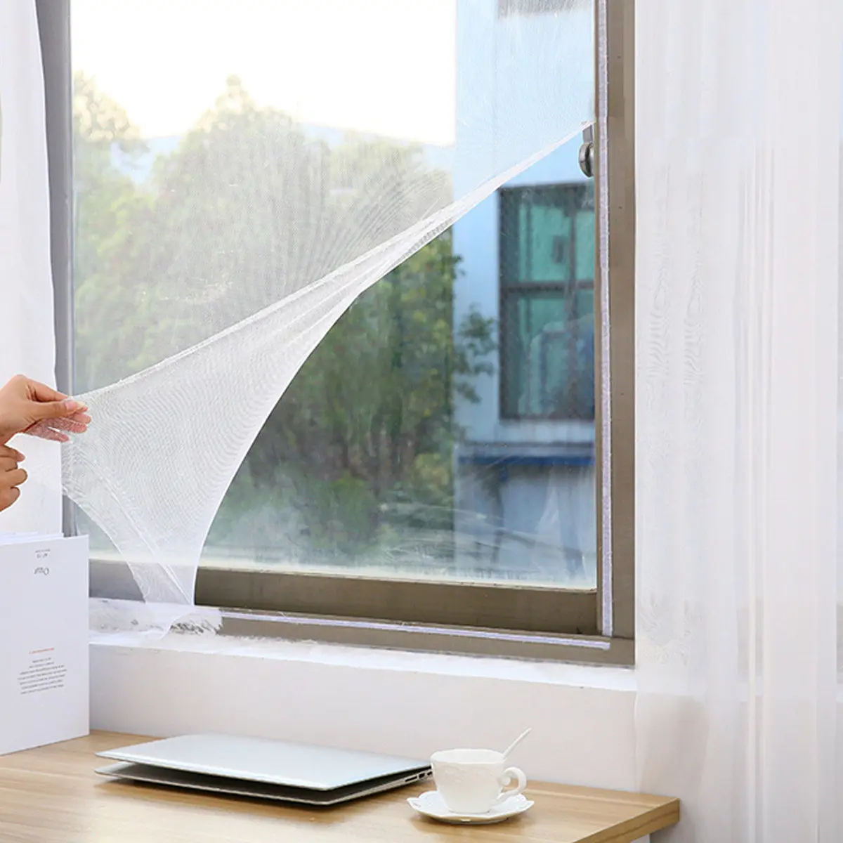 130x150cm Self-Adhesive Gauze Window Screen Mesh DIY Mosquito Proof Netting with Heavy-Duty Sticky Tape for Doors Windows