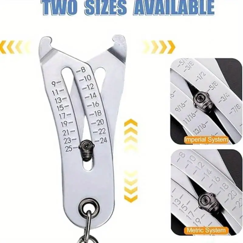 1Pc Portable Caliper Gauge Metric Precise Thread Size Checker Keychain Imperial Hexagonal Nut Screw Thread Measure Tool
