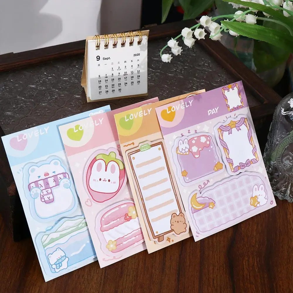 Bloc-notes autocollants de dessin animé créatif Kawaii, bloc-notes portables, auto-adhésif, forme spéciale, 60 feuilles