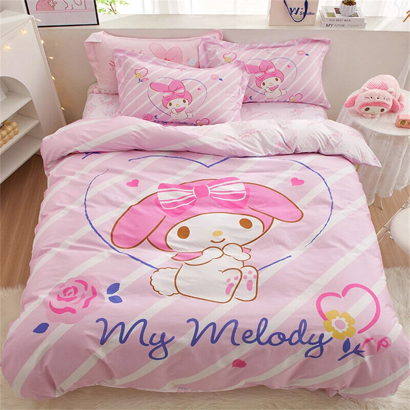 2/3pcs New Cartoon My Melody Bedding Duvet Cover Kids Gifts Teen Boys Girls Bedding Set Single Double Size Room Decor Fashion